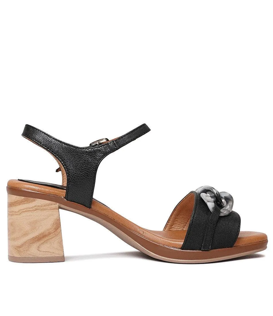 Blair Black Leather Heels