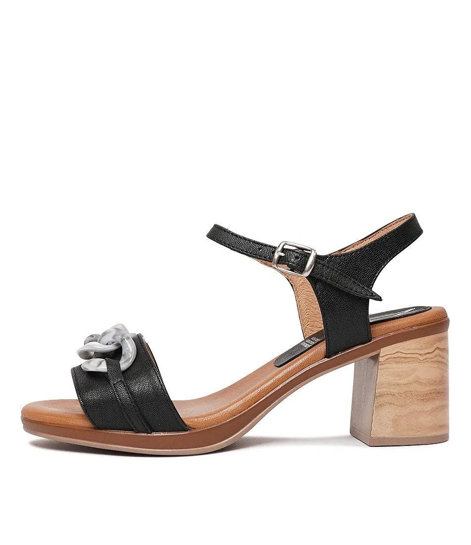 Blair Black Leather Heels