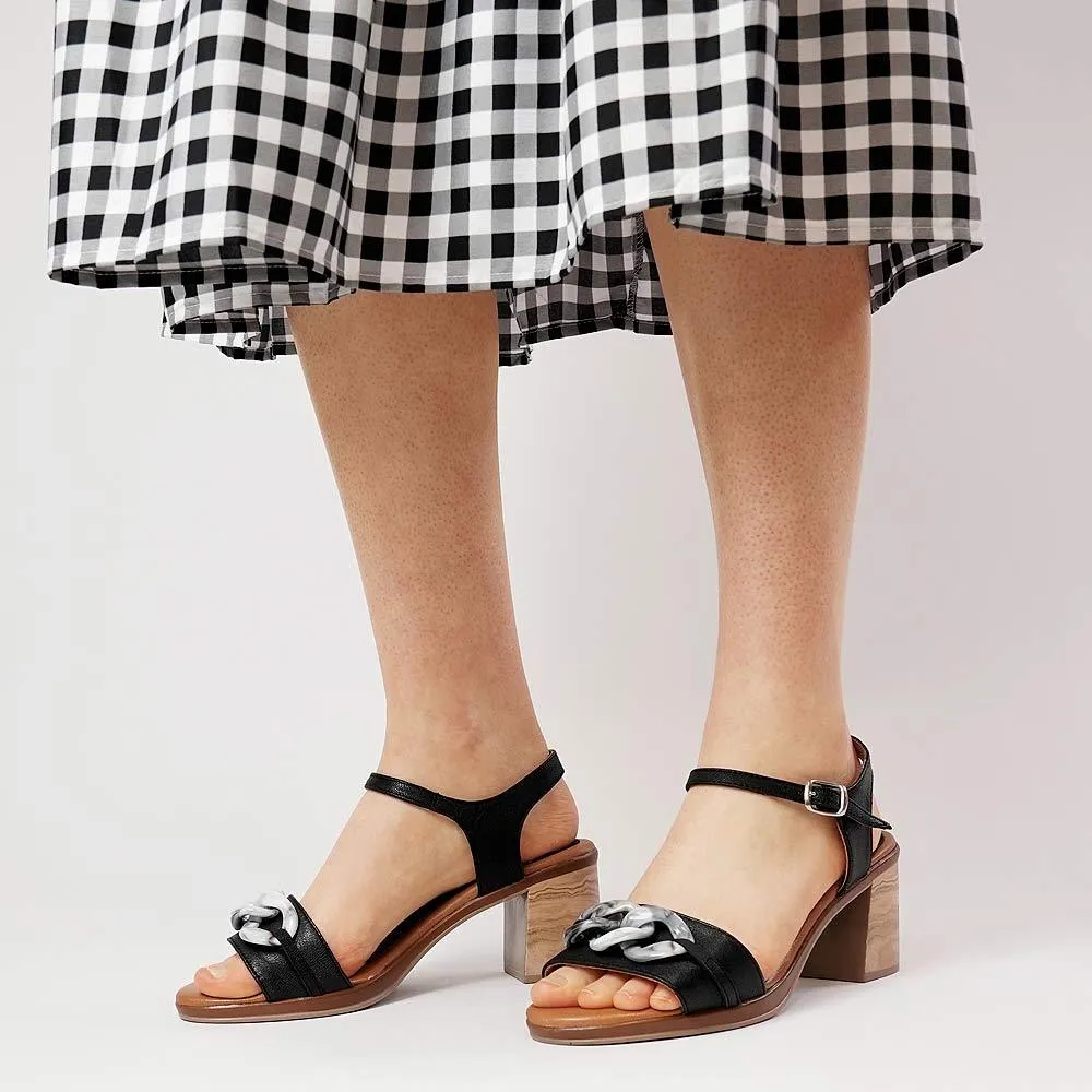 Blair Black Leather Heels