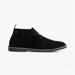 BRAVO Mens Suede Desert Boots Black Mono