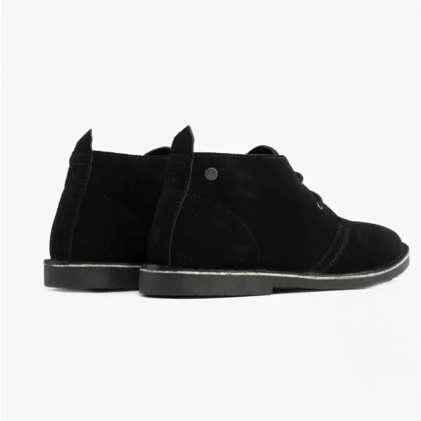 BRAVO Mens Suede Desert Boots Black Mono