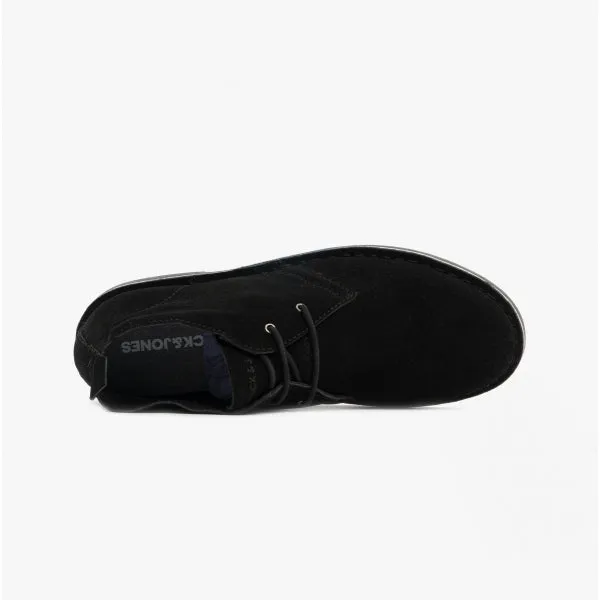 BRAVO Mens Suede Desert Boots Black Mono