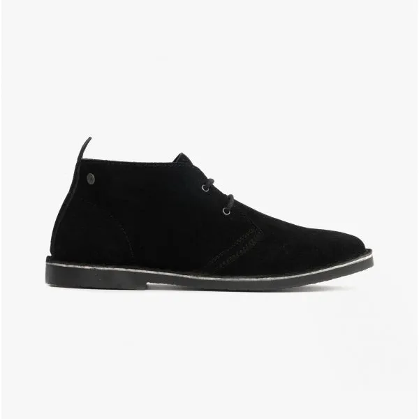 BRAVO Mens Suede Desert Boots Black Mono