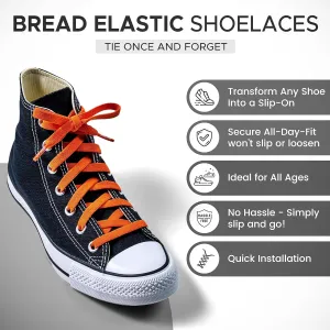 Bread Elastic Shoelaces ?C Tie Once, Slip On ?C Stretch Shoelaces That Look Real for Sneakers, Boots & Everyday Wear