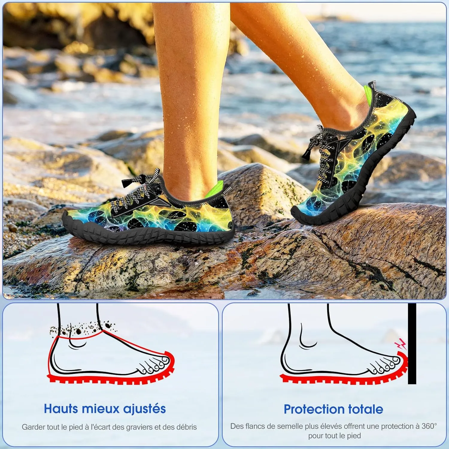 Built-in Heel Grips Water Shoes for Kids Girls Boys Hiking Wide Barefoot Swim Beach Pool Big Kid