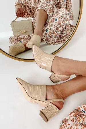 City Strut Faux Croc Sling Back Mules (Khaki)