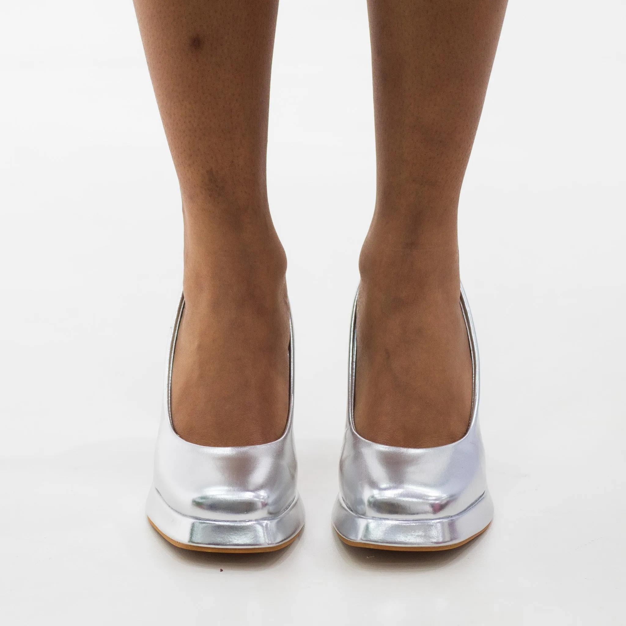 Concorde 9cm heel platform court shoe silver