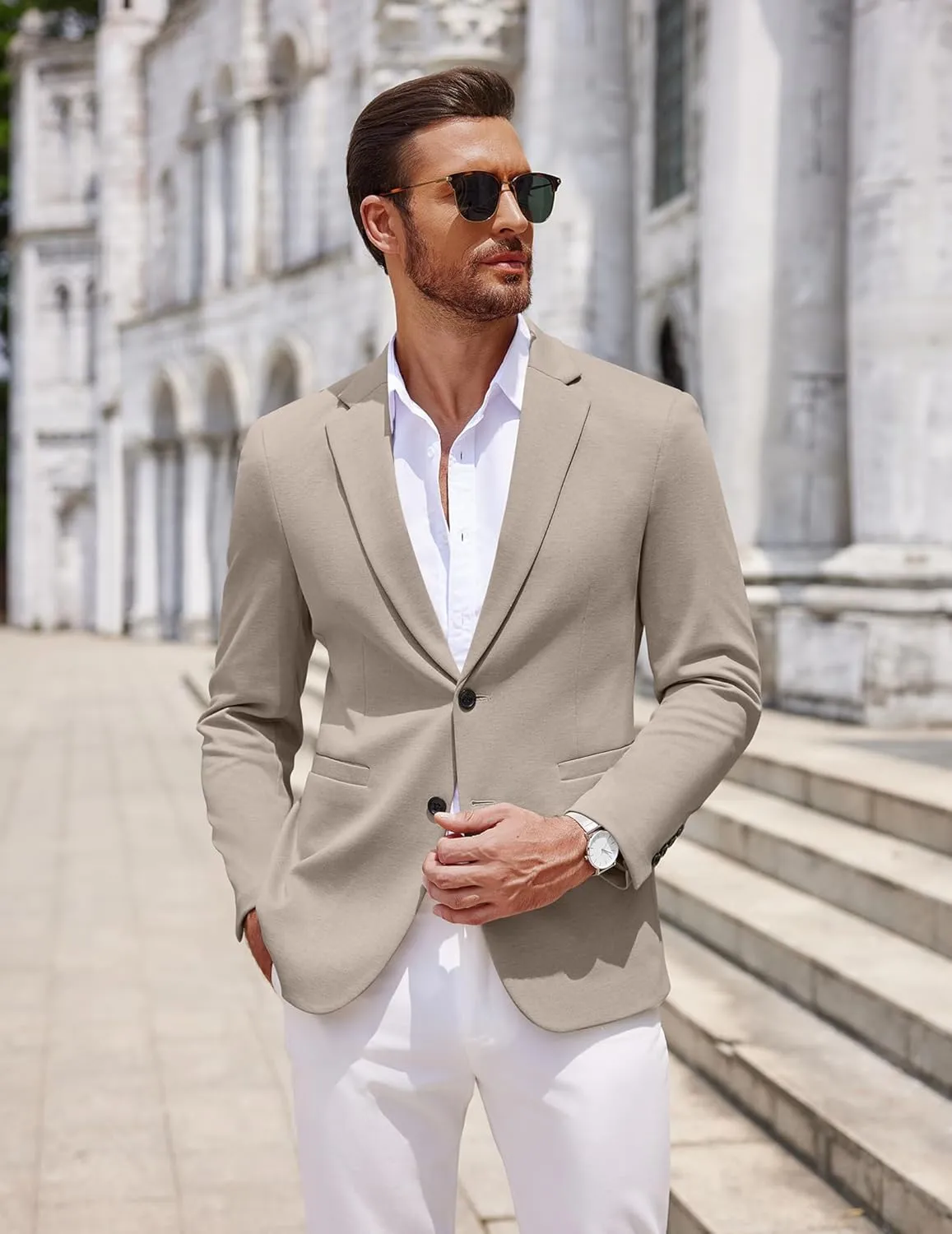 COOFANDY Men's Casual Knit Blazer Two Button Lightweight Sport Coats Suit Jacket