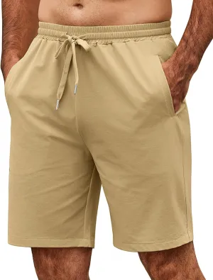 COOFANDY Men's Casual Shorts 9 inch Inseam Elastic Waist Drawstring Short Lightweight Stretch Summer Beach Shorts