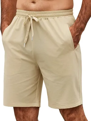 COOFANDY Men's Casual Shorts 9 inch Inseam Elastic Waist Drawstring Short Lightweight Stretch Summer Beach Shorts