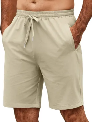 COOFANDY Men's Casual Shorts 9 inch Inseam Elastic Waist Drawstring Short Lightweight Stretch Summer Beach Shorts