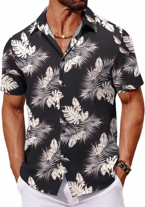 COOFANDY Mens Hawaiian Shirt Short Sleeve Button Down Shirts Tropical Floral Summer Beach Shirts