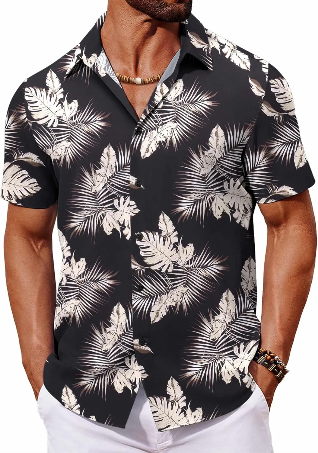 COOFANDY Mens Hawaiian Shirt Short Sleeve Button Down Shirts Tropical Floral Summer Beach Shirts