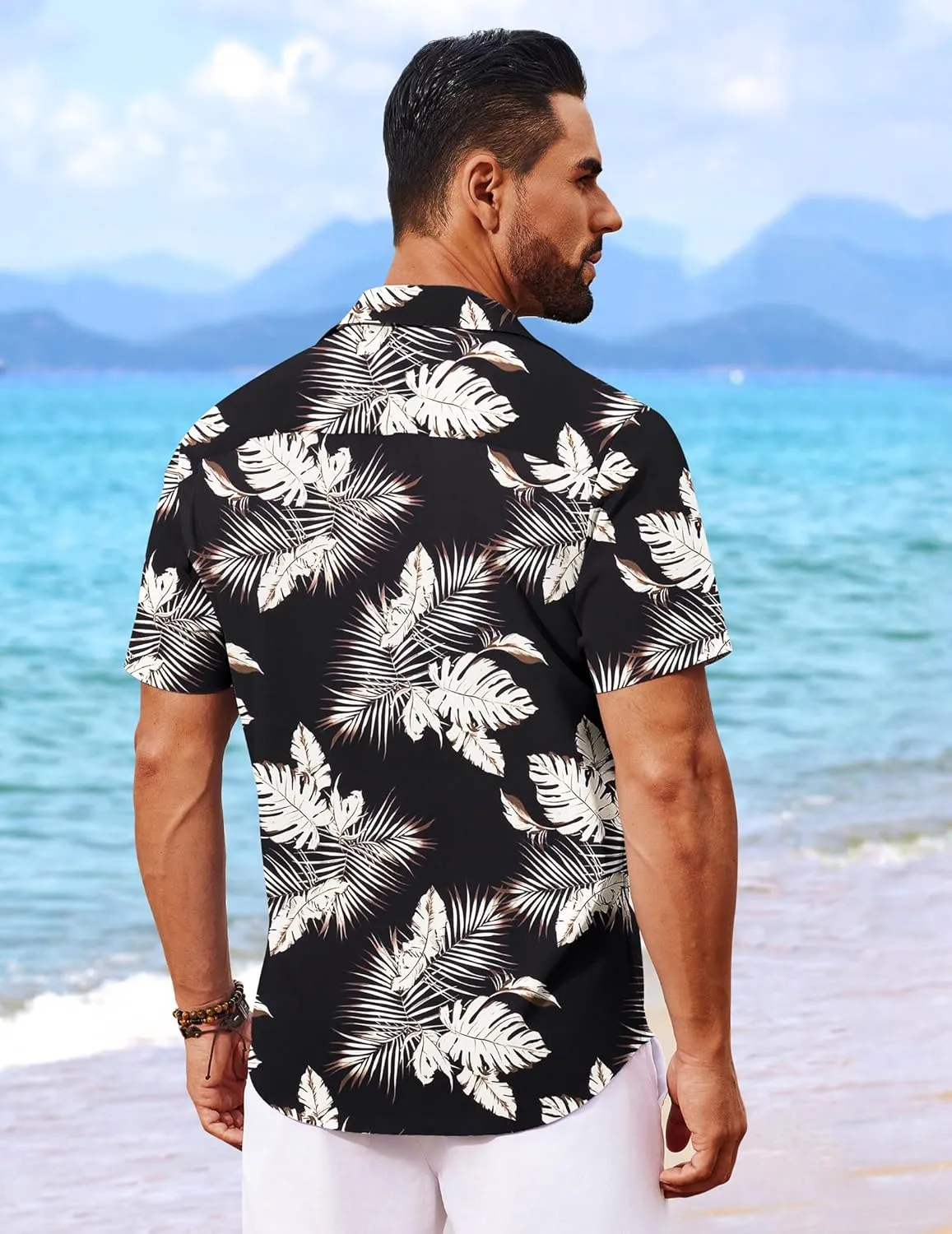 COOFANDY Mens Hawaiian Shirt Short Sleeve Button Down Shirts Tropical Floral Summer Beach Shirts