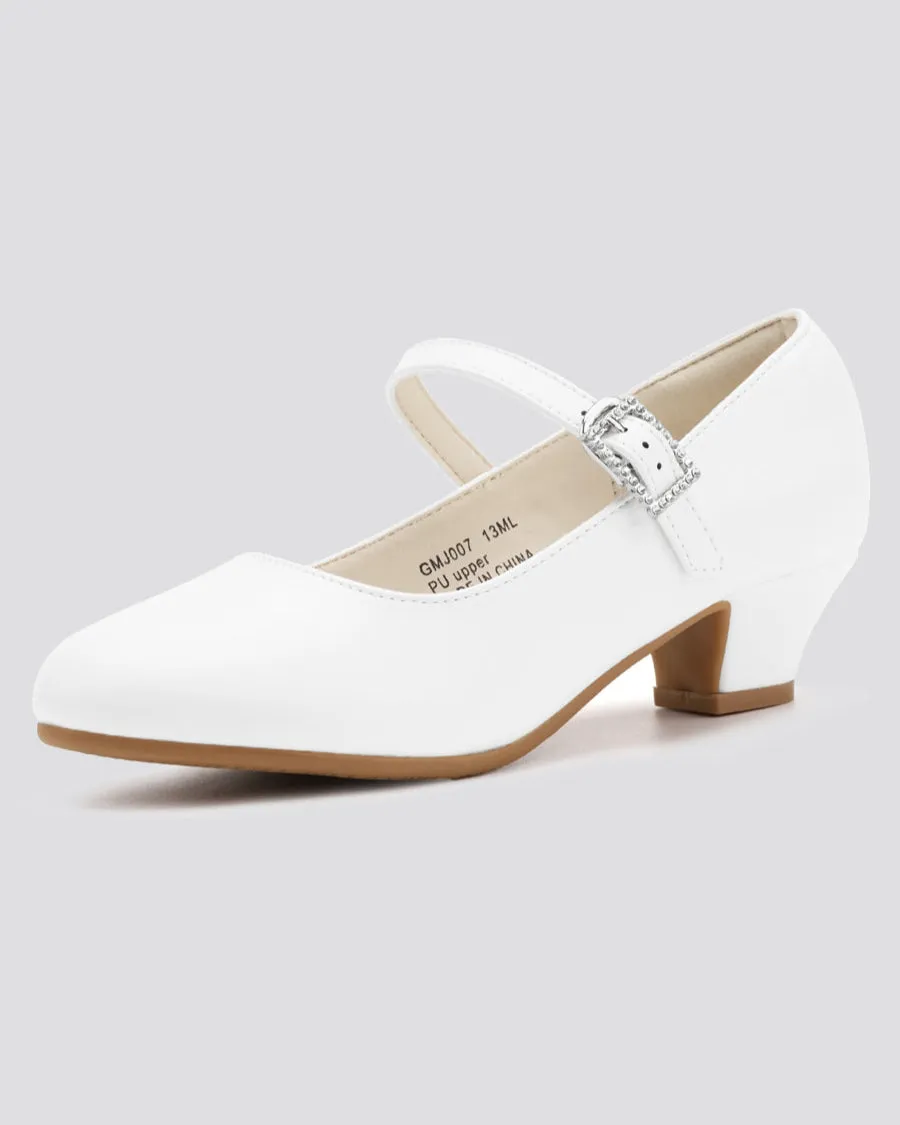 Girls Glossy Mary Jane Heels| Black School Uniform Dress Shoes