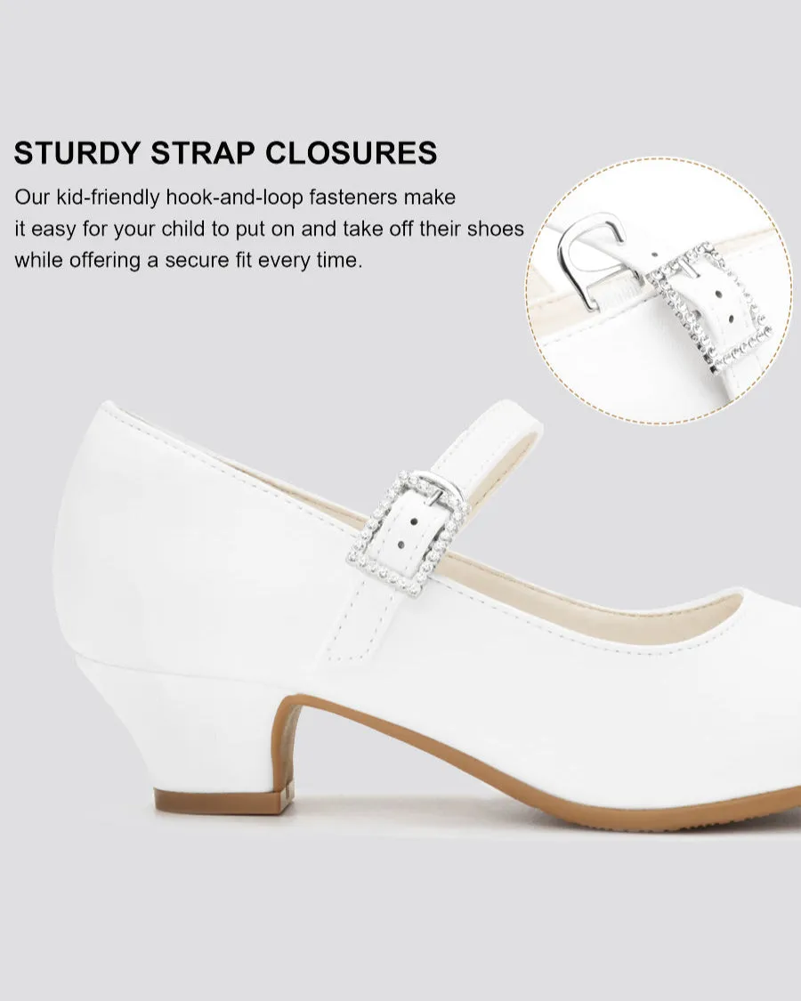 Girls Glossy Mary Jane Heels| Black School Uniform Dress Shoes