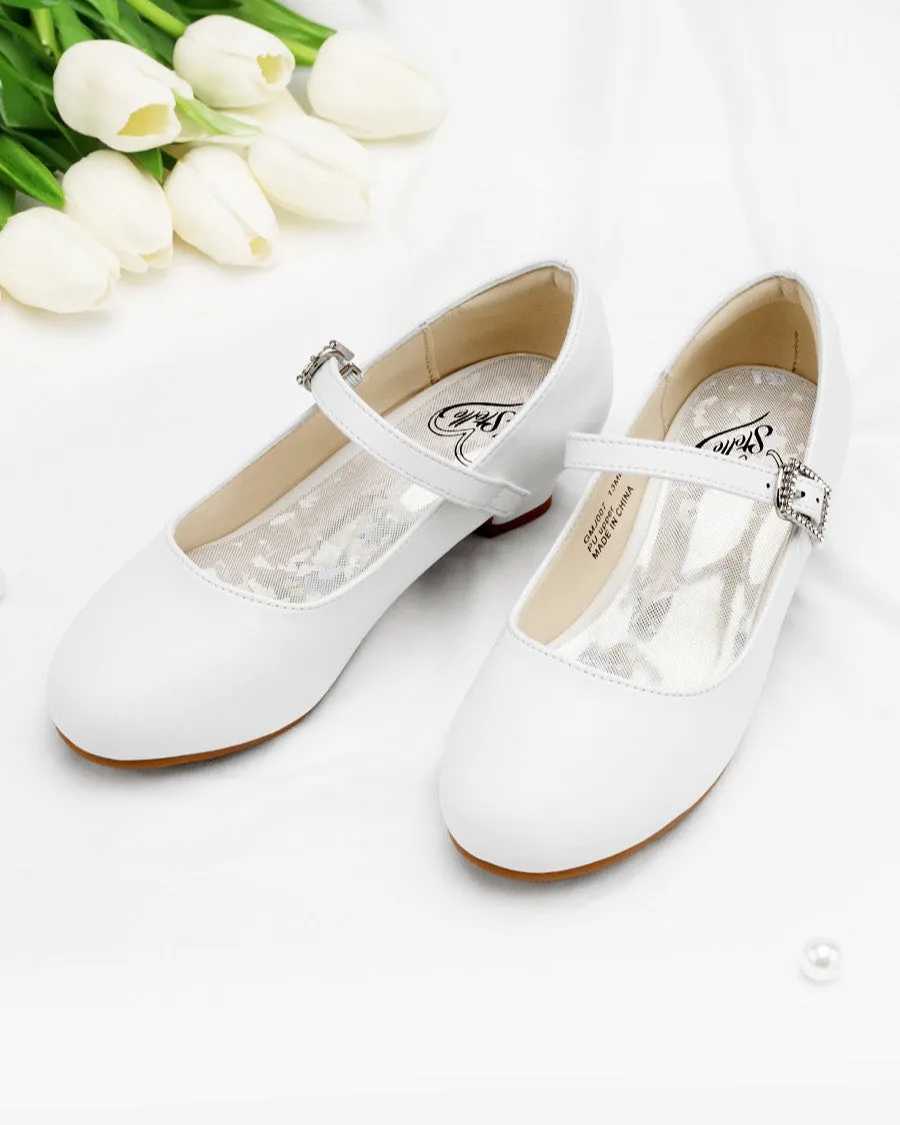 Girls Glossy Mary Jane Heels| Black School Uniform Dress Shoes