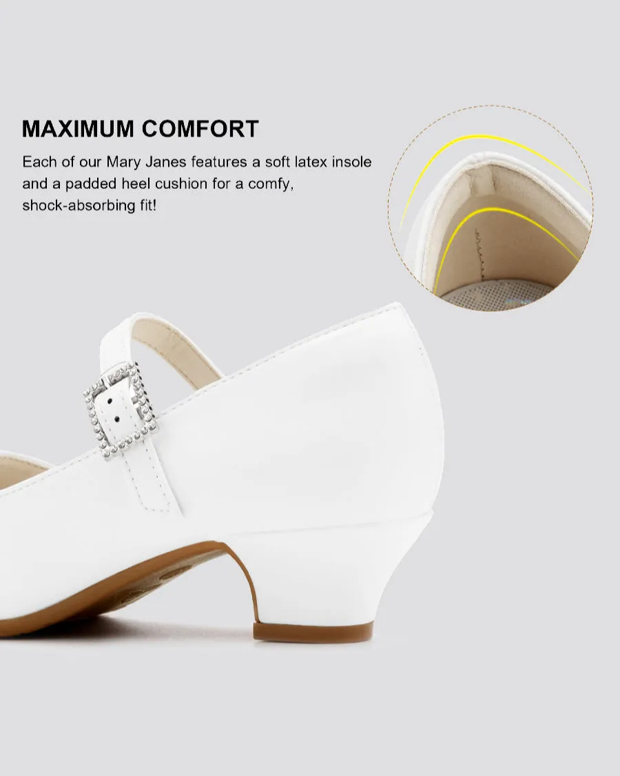 Girls Glossy Mary Jane Heels| Black School Uniform Dress Shoes