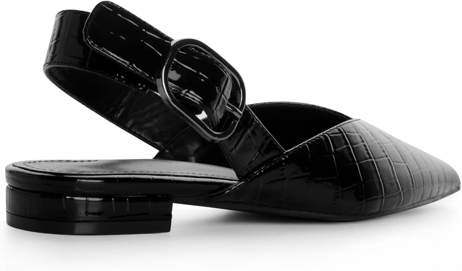 Gold Slingback Flat Shoes for Women Casual Comfortable Shoes Pointed Toe Adjustable Buckle Flat Mule Sandals