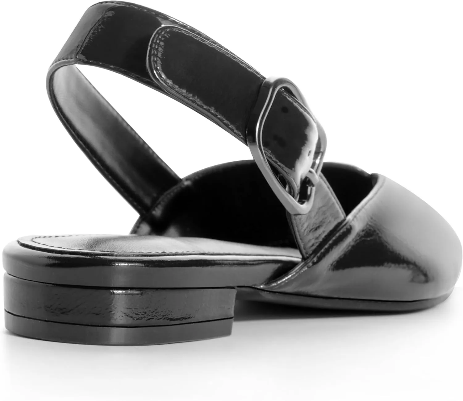 Gold Slingback Flat Shoes for Women Casual Comfortable Shoes Pointed Toe Adjustable Buckle Flat Mule Sandals