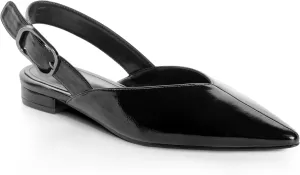 Gold Slingback Flat Shoes for Women Casual Comfortable Shoes Pointed Toe Adjustable Buckle Flat Mule Sandals
