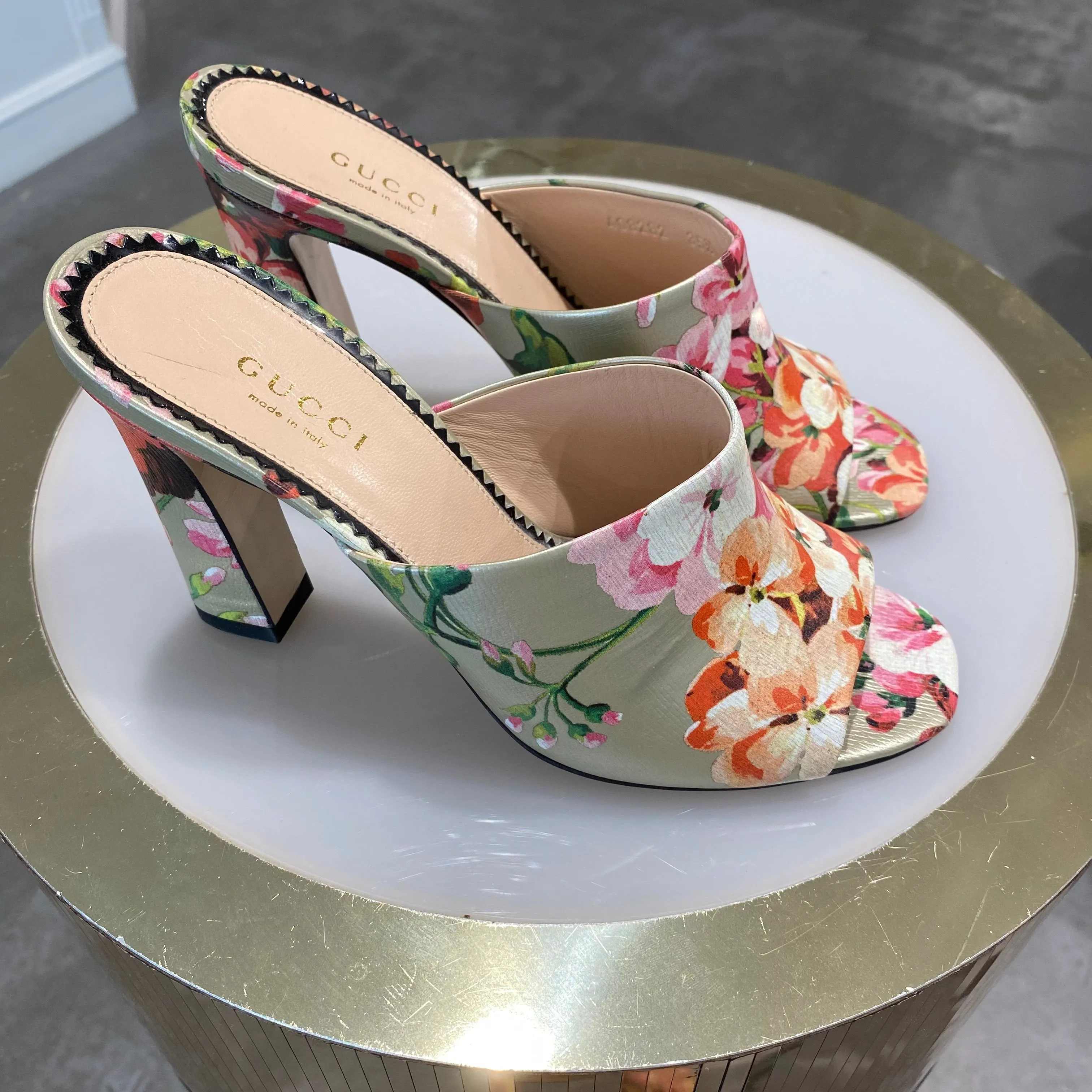 Gucci Bloom Heeled Slides