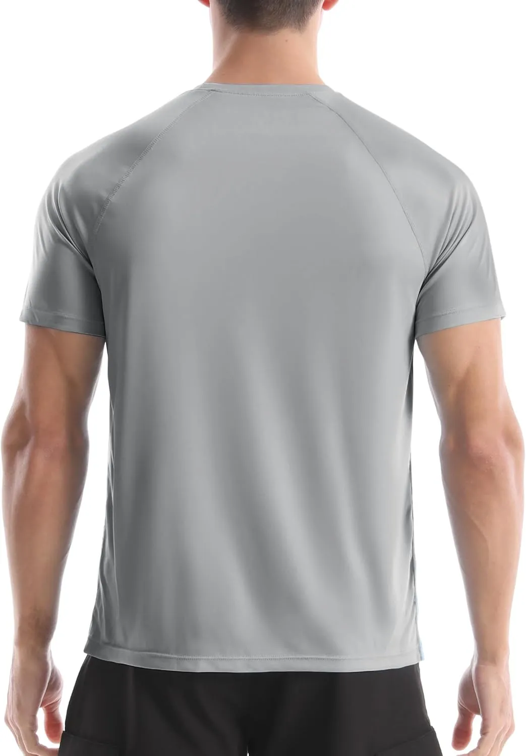 Men's UPF 50  Swim Shirts, Sun Protection Short Sleeve Rash Guard, Quick Dry T-Shirt for Fishing and Surfing