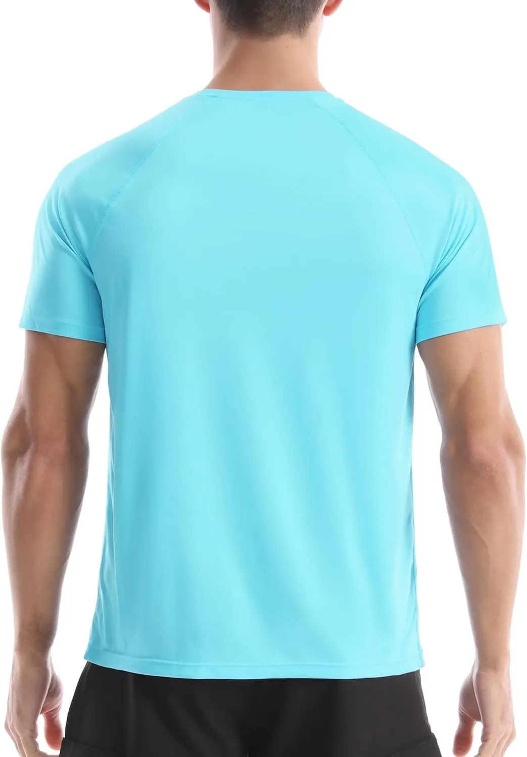 Men's UPF 50  Swim Shirts, Sun Protection Short Sleeve Rash Guard, Quick Dry T-Shirt for Fishing and Surfing