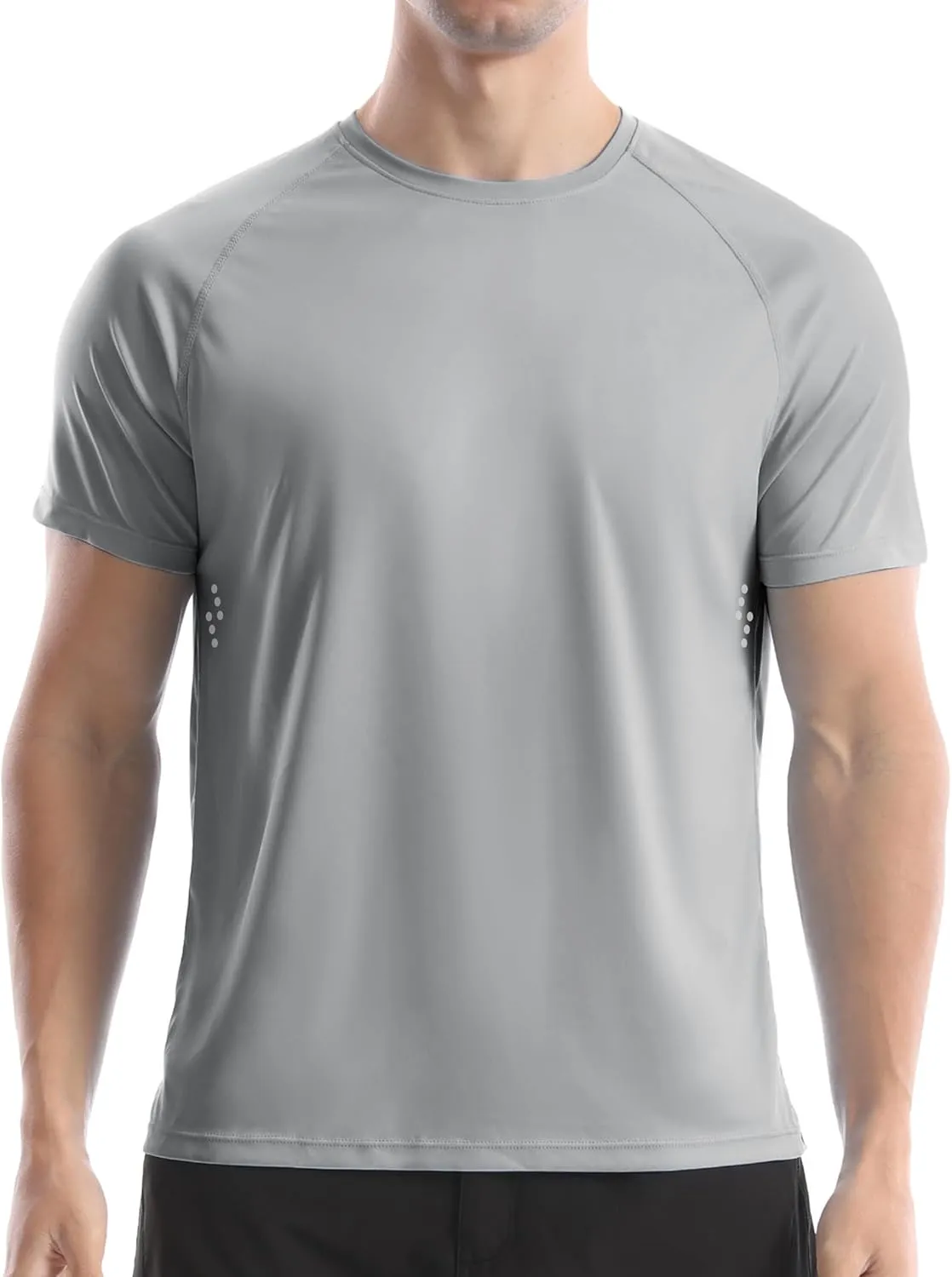 Men's UPF 50  Swim Shirts, Sun Protection Short Sleeve Rash Guard, Quick Dry T-Shirt for Fishing and Surfing