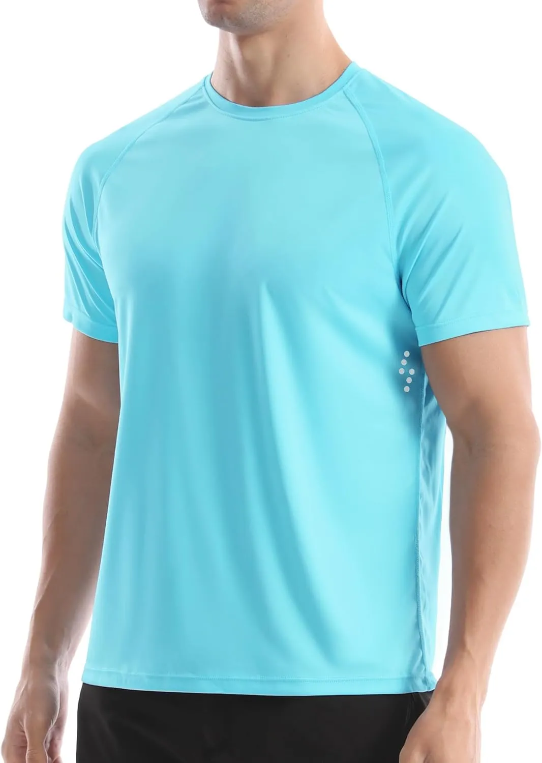 Men's UPF 50  Swim Shirts, Sun Protection Short Sleeve Rash Guard, Quick Dry T-Shirt for Fishing and Surfing