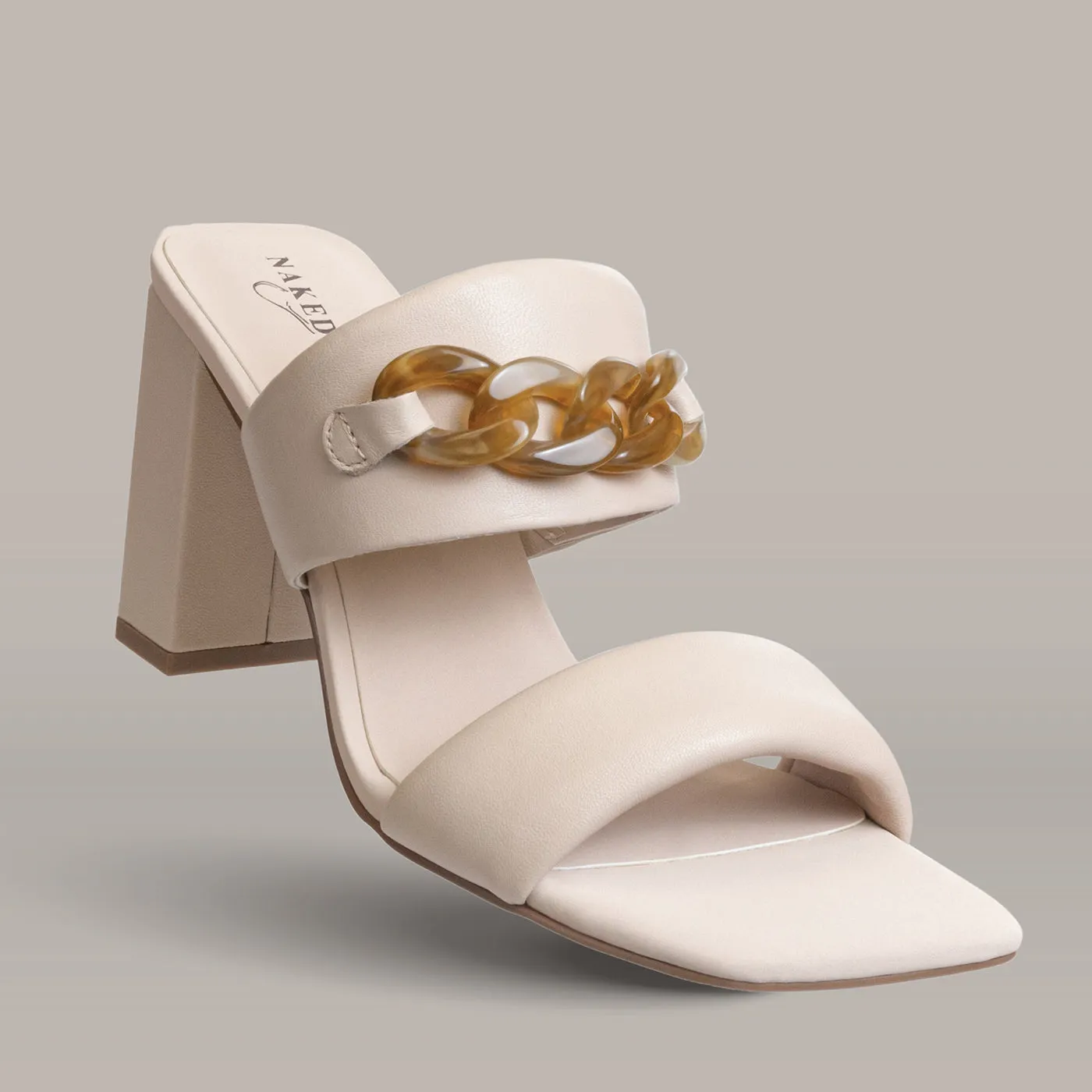NAKED FEET - PROPRIETY in CHAMOIS Heeled Sandals