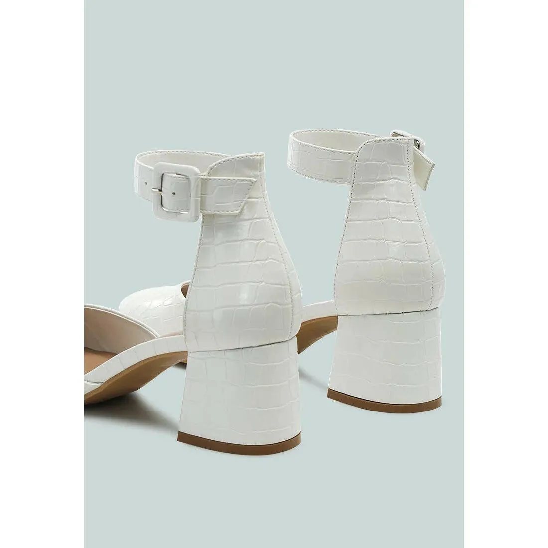 Nymph Faux Leather Low Block Heel Sandals