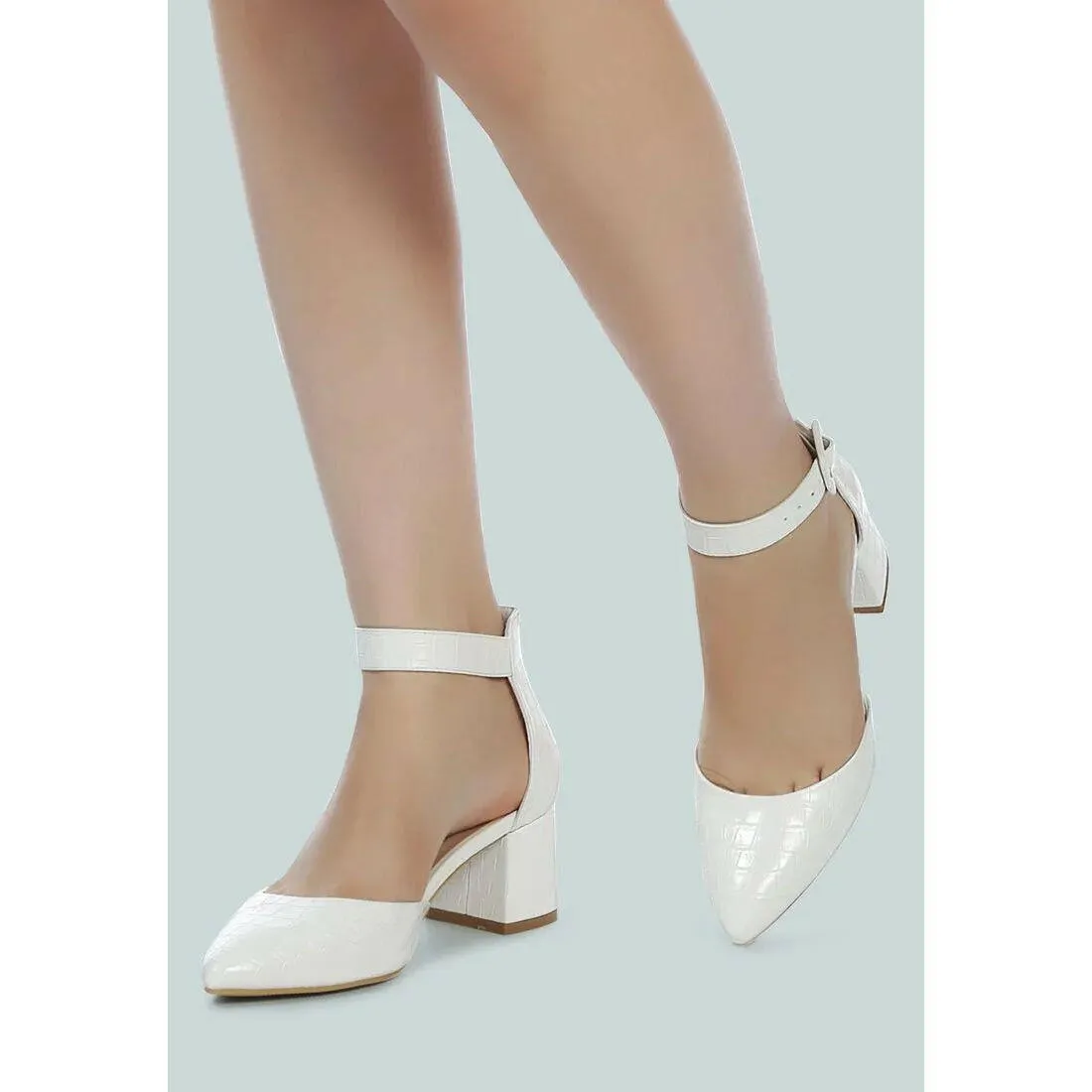 Nymph Faux Leather Low Block Heel Sandals