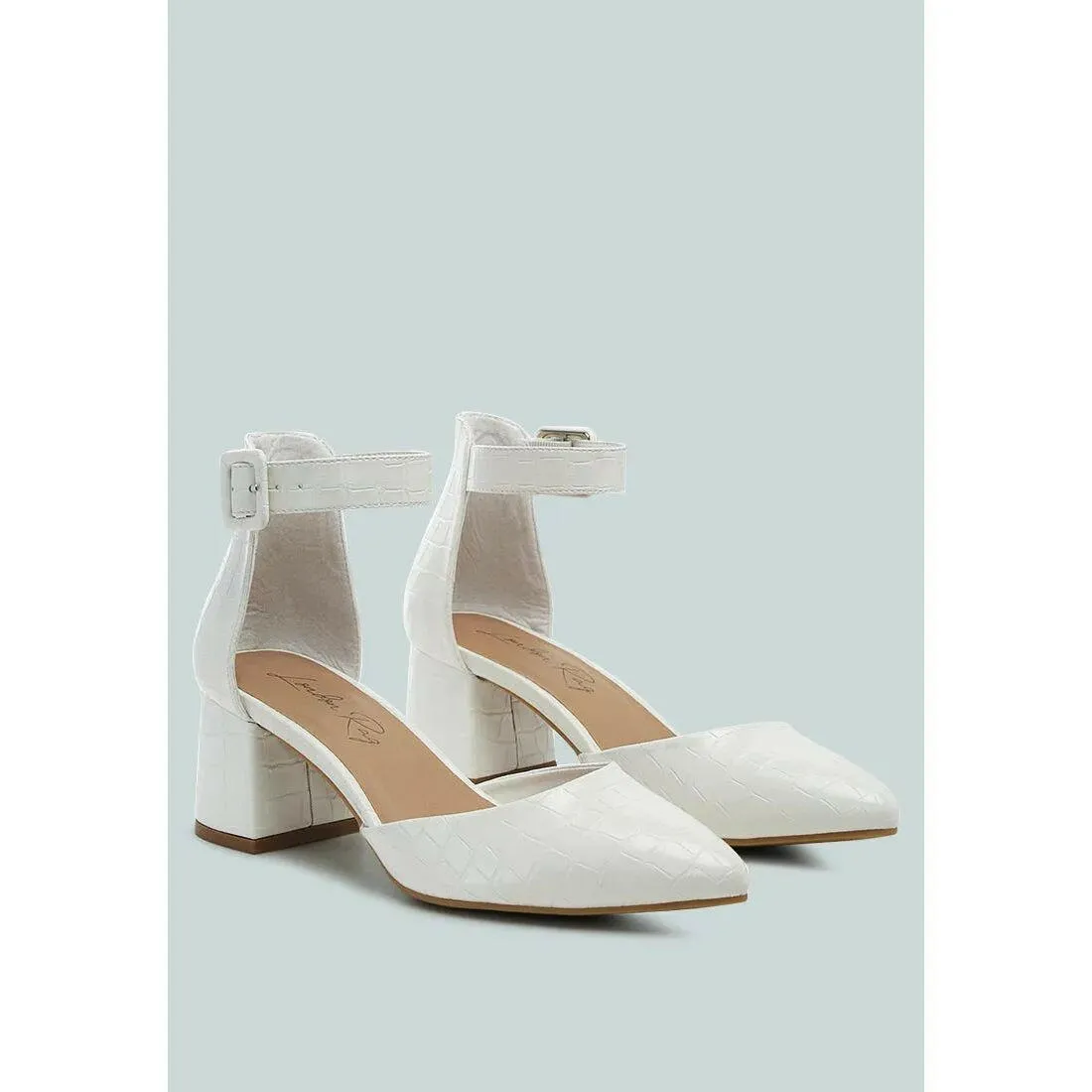Nymph Faux Leather Low Block Heel Sandals