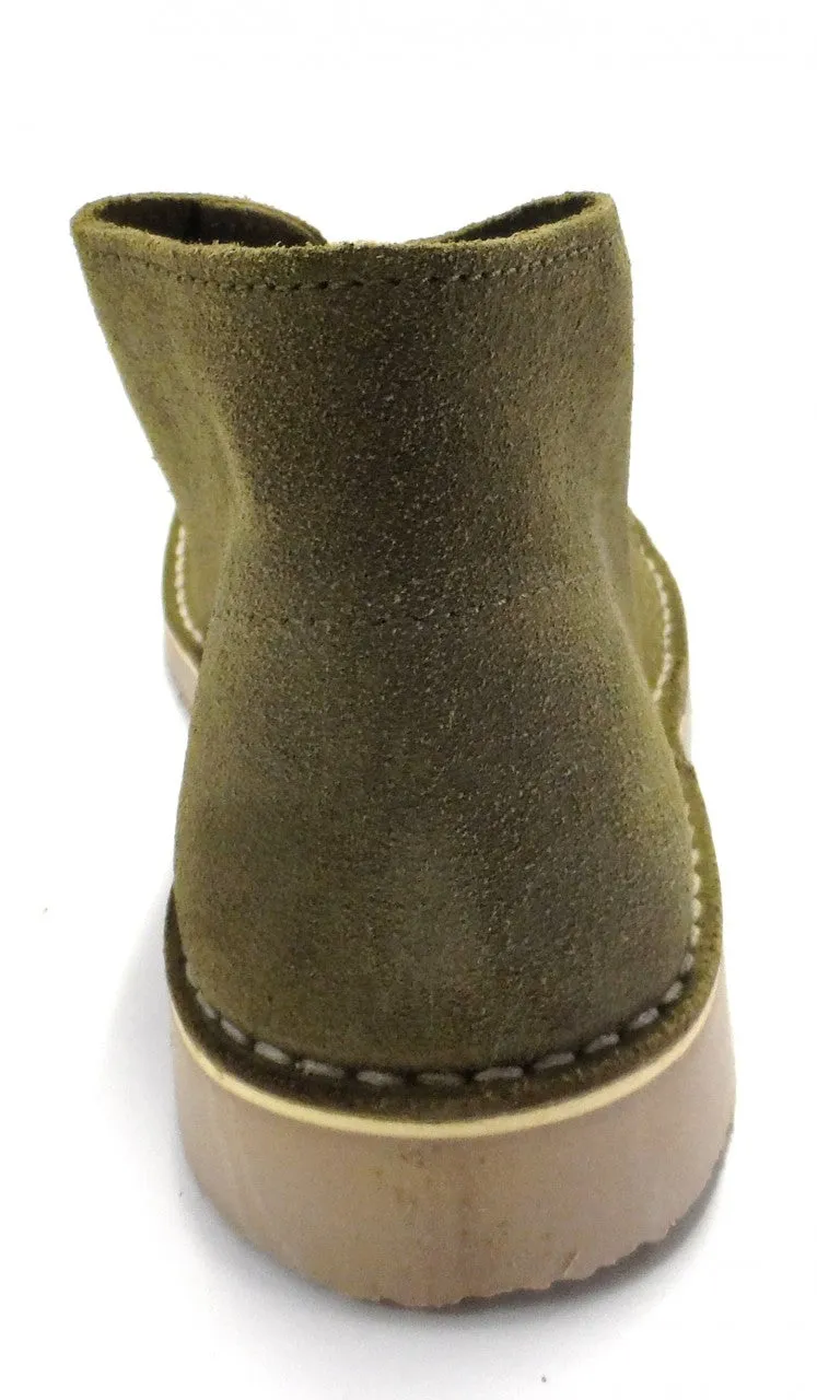 Roamers Khaki Retro 70s Mod Style Real Suede Desert Boots