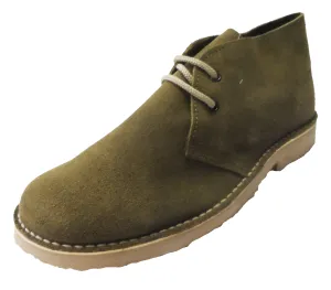 Roamers Khaki Retro 70s Mod Style Real Suede Desert Boots