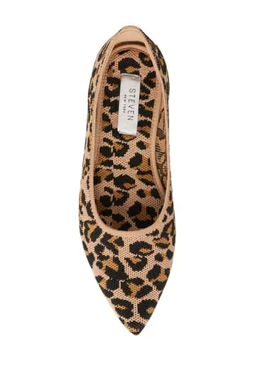 Steve Madden Womens Leopard Ramone Pointed-Toe Slip-On Loafer Shoe