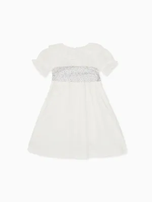 White Vega Floral Long Ceremony Girl Dress