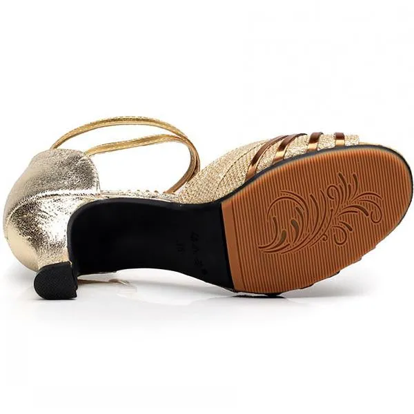 Women's Fish Mouth Open Toe Glossy Dance Shoes 81432491C