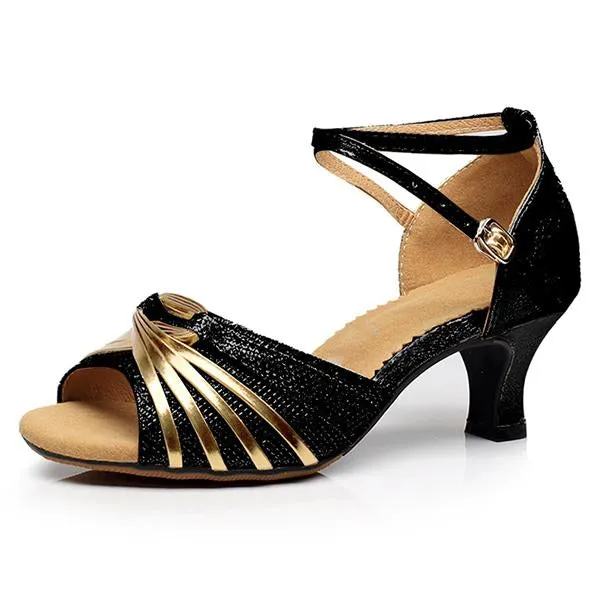 Women's Fish Mouth Open Toe Glossy Dance Shoes 81432491C