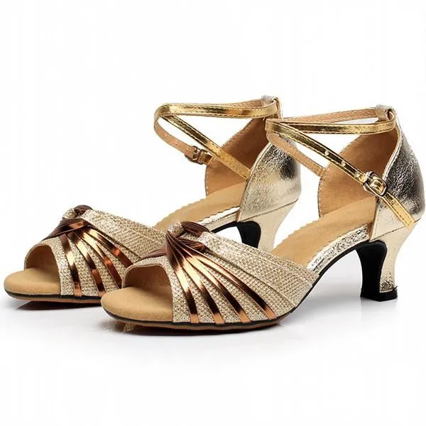Women's Fish Mouth Open Toe Glossy Dance Shoes 81432491C