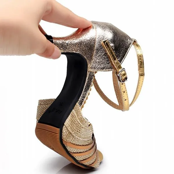 Women's Fish Mouth Open Toe Glossy Dance Shoes 81432491C
