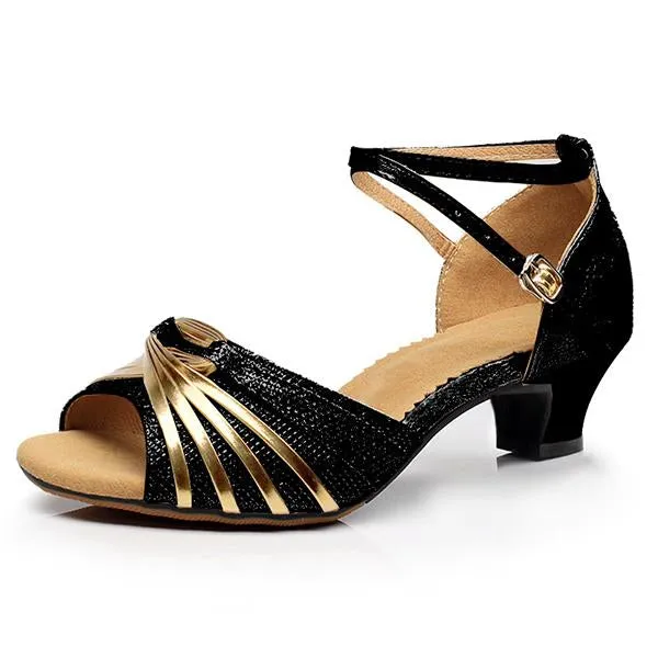 Women's Fish Mouth Open Toe Glossy Dance Shoes 81432491C