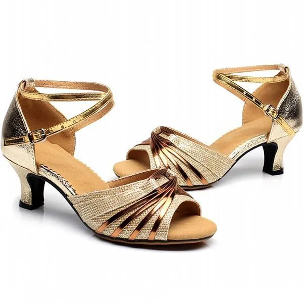 Women's Fish Mouth Open Toe Glossy Dance Shoes 81432491C
